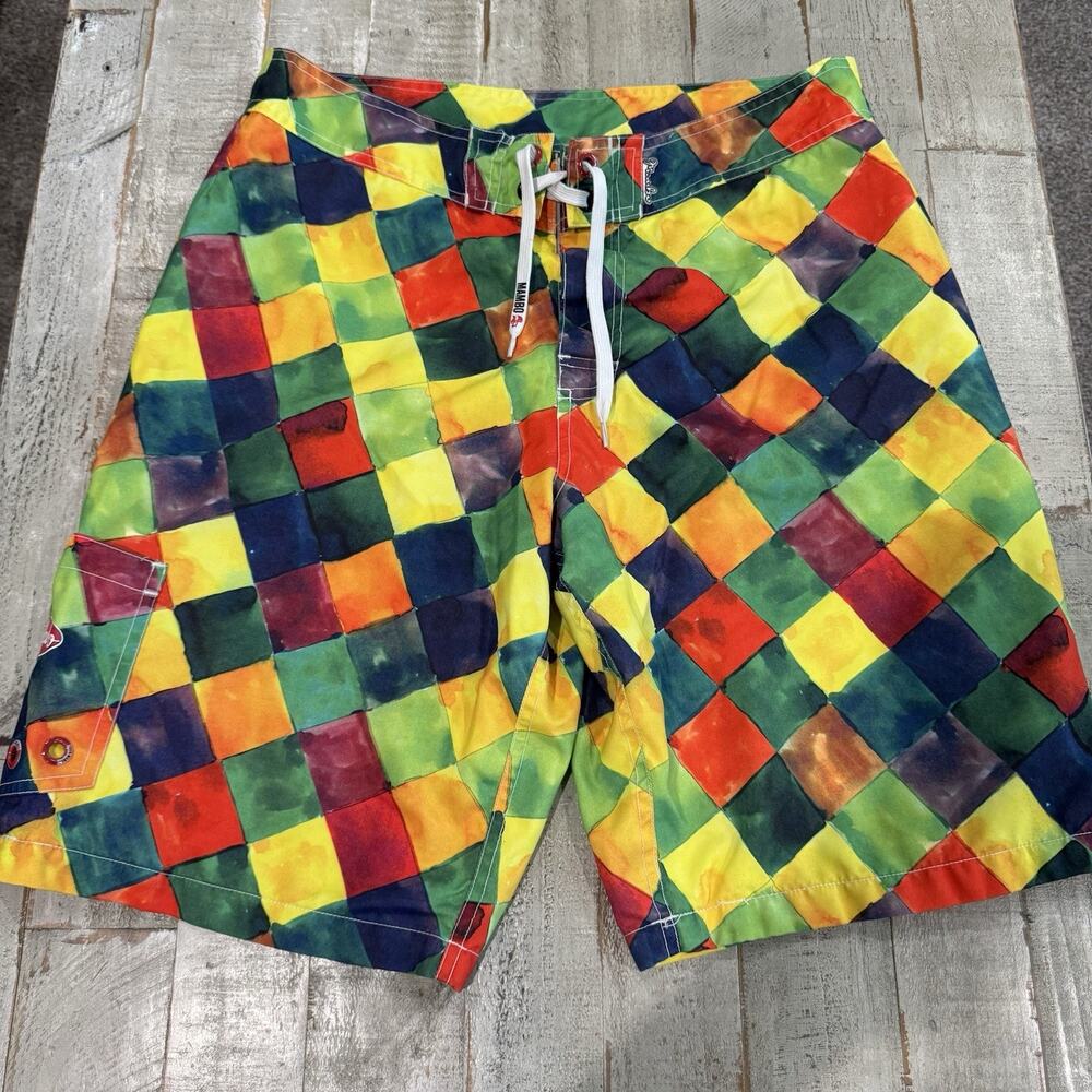 Mambo Australia Board Shorts MED Colorblock Surf Swim Trunks Y2K Retro